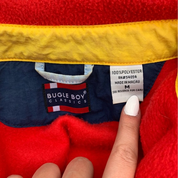 Vintage Bugle Boy Cozy Fleece Full-zip Jacket Unisex Plush Soft! Bright Red - Picture 6 of 15